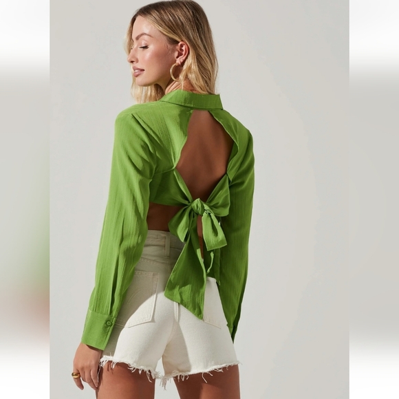 Astr Tops - ASTR The Label- Romilda Tie Back Collared Top